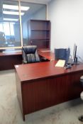 U-Shaped Desk w/ Bookcase and Task Chair.