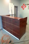 Lot of Reception Desk, Mobile Storage Unit and Coat Tree.