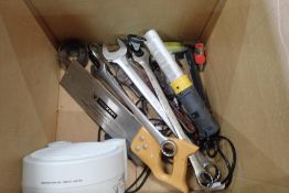 Lot of Combination Wrenches, Pipe Wrench, Brad Nailer, Shop Light, Etc.