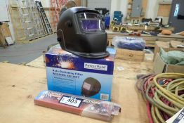 Lot of Power Weld Auto-Darkening Filter Welding Helmet- NEW and Lincoln Welding Electrodes.