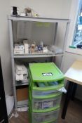 Lot of Storage Unit, Plastic Shelving Unit and Contents.