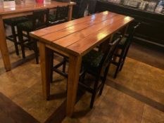 7' WOOD BAR HEIGHT TABLE WITH 4 BAR HEIGHT CHAIRS