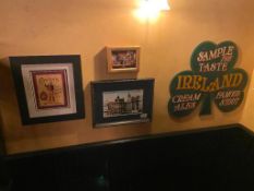 LOT OF (3) FRAMED MEMORABILIA PHOTOS & (1) SAMPLE THE TASTE IRELAND PLAQUE - NOTE: REQUIRES REMOVAL