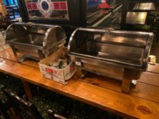 LOT OF (2) STAINLESS STEEL CHAFERS WITH FUEL