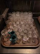 TRAY OF ASSORTED SHOT AND TASTING GLASSES