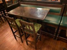 RECTANGULAR BAR HEIGHT TABLE WITH 2 BAR HEIGHT CHAIRS & (1) 75" GREEN BAR HEIGHT BENCH