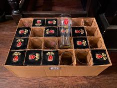 BOX OF BUDWEISER "RISE AS ONE" COLLECTOR GLASSES