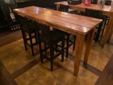 7' WOOD BAR HEIGHT TABLE WITH 4 BAR HEIGHT CHAIRS