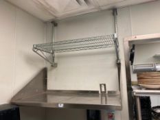 42" X 22" STAINLESS STEEL WALL SHELF & 35" X 15" CHROME WIRE SHELF - NOTE: REQUIRES REMOVAL FROM WAL