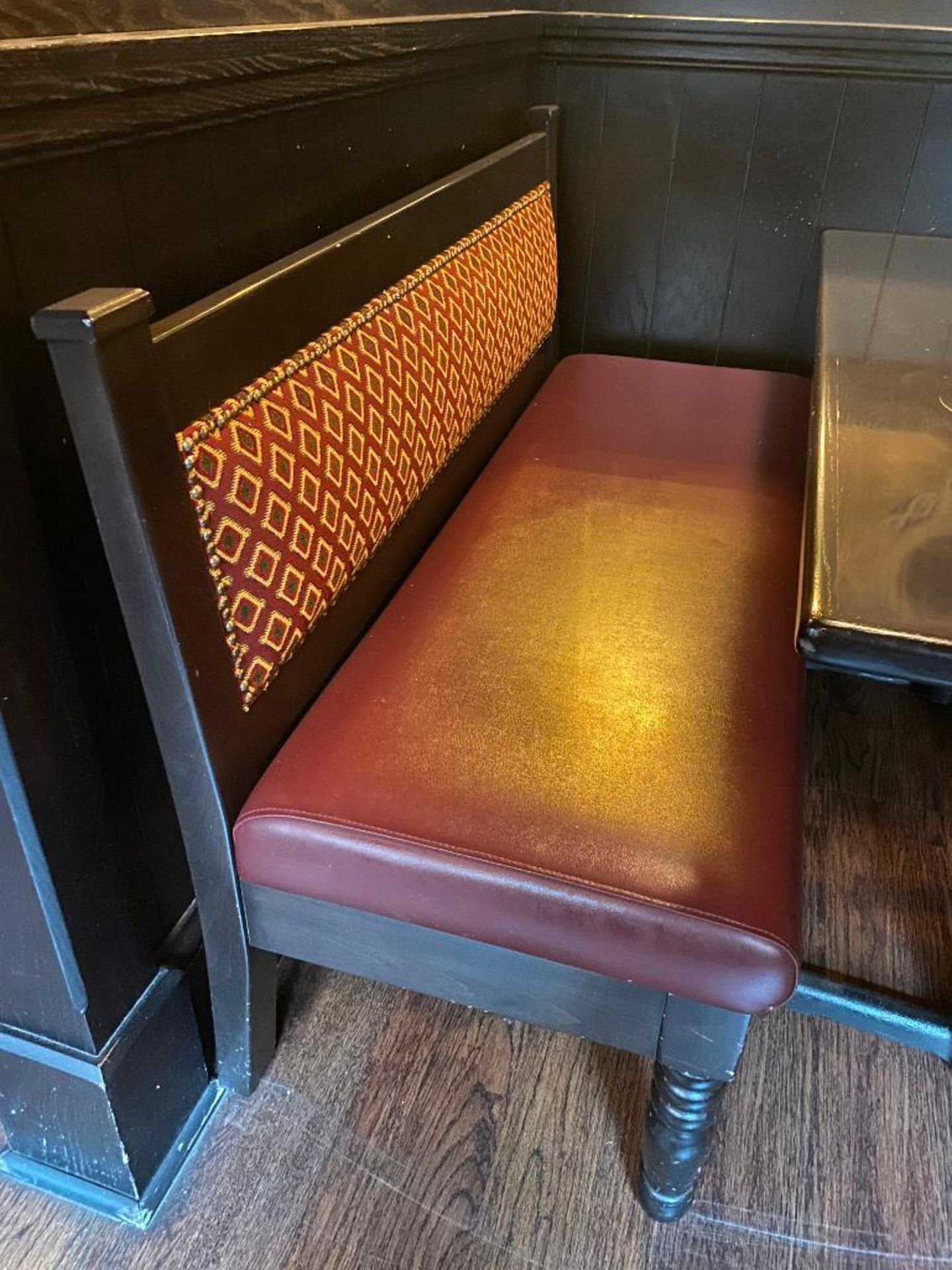 RECTANGULAR TABLE WITH 2 CHAIRS & 54" BURGUNDY BENCH - Image 3 of 3