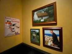 LOT OF (3) FRAMED MEMORABILIA PHOTOS & (1) METAL GUINNESS ADVERTISING SIGN - NOTE: REQUIRES REMOVAL