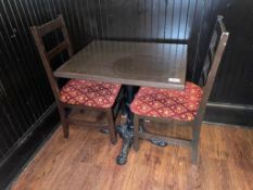 30" X 24" WOOD TOP TABLE WITH 2 CHAIRS - 30" X 24" X 29.5"