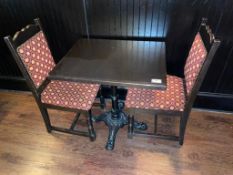 30" X 24" WOOD TOP TABLE WITH 2 CHAIRS - 30" X 24" X 29.5"