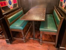 RECTANGULAR BAR HEIGHT TABLE WITH (2) 54" GREEN BAR HEIGHT BENCHES