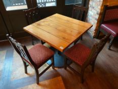 36" X 36" SQUARE WOOD TOP TABLE WITH 4 CHAIRS