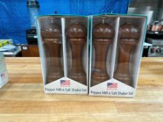 LARGE SALT & PEPPER MILLS - LOT OF 2 SETS