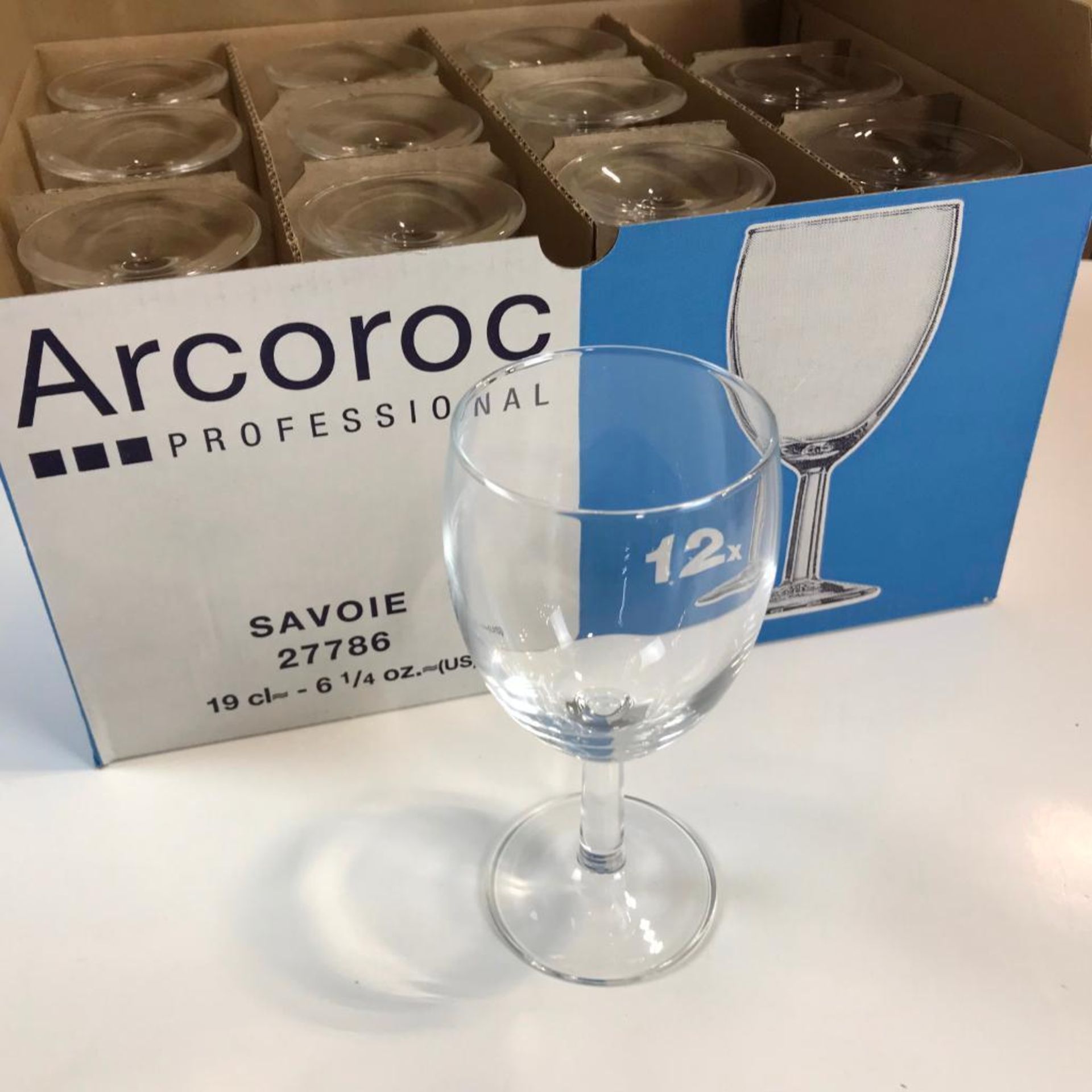 6.7OZ/190ML SAVOIE WINE GLASSES, ARCOROC 27786 - CASE OF 12 - NEW