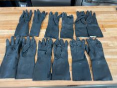 ANSELL LARGE BLACK RUBBER GLOVES - LOT OF 6 PAIRS