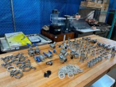 HUGE LOT STAINLESS BREW FIXTURES - CLAMPS, VALVES, STEMS, STEMS/BARBS