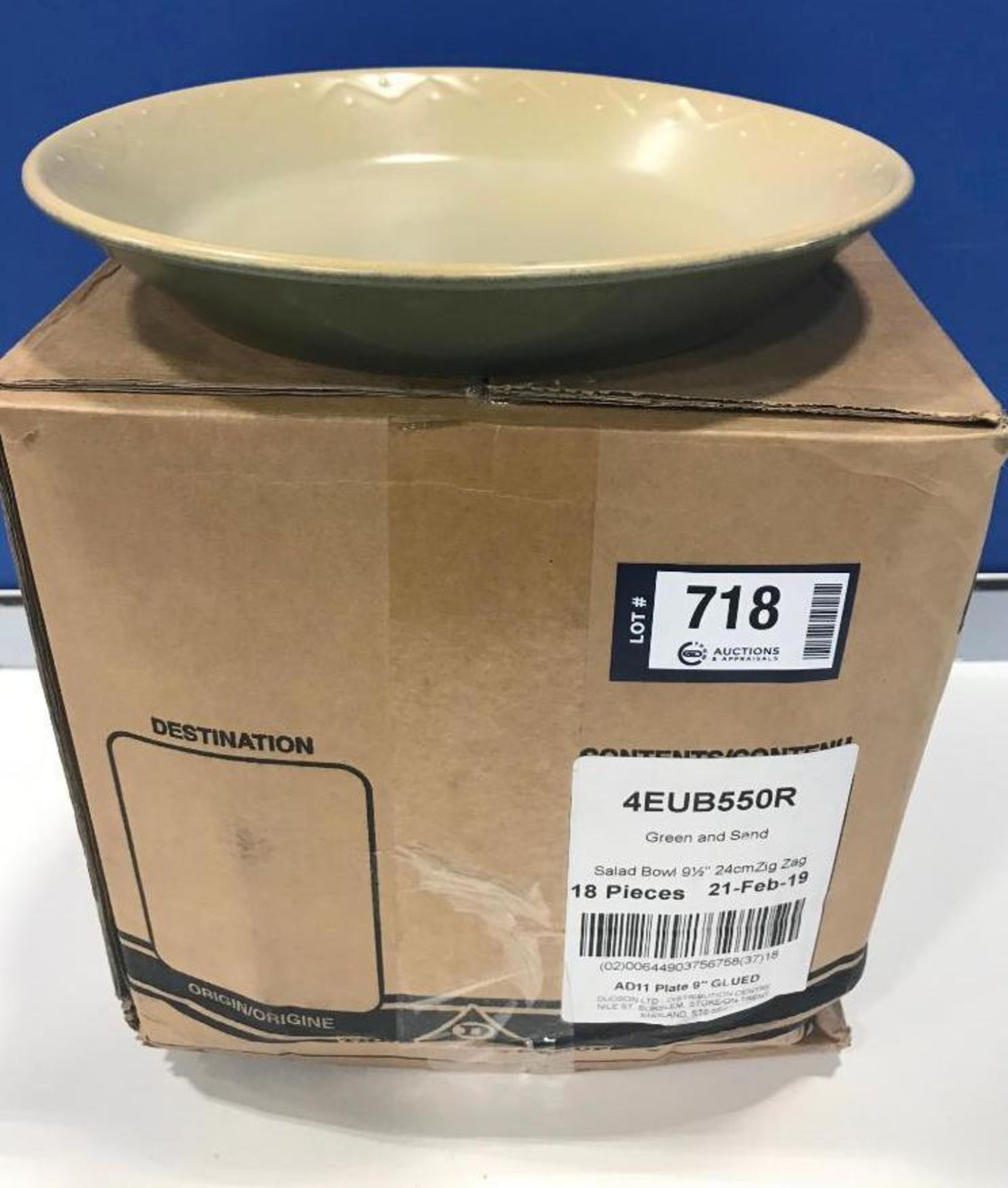 DUDSON GREEN & SAND SALAD BOWL 9.5" - 18/CASE, MADE IN ENGLAND - Image 2 of 6