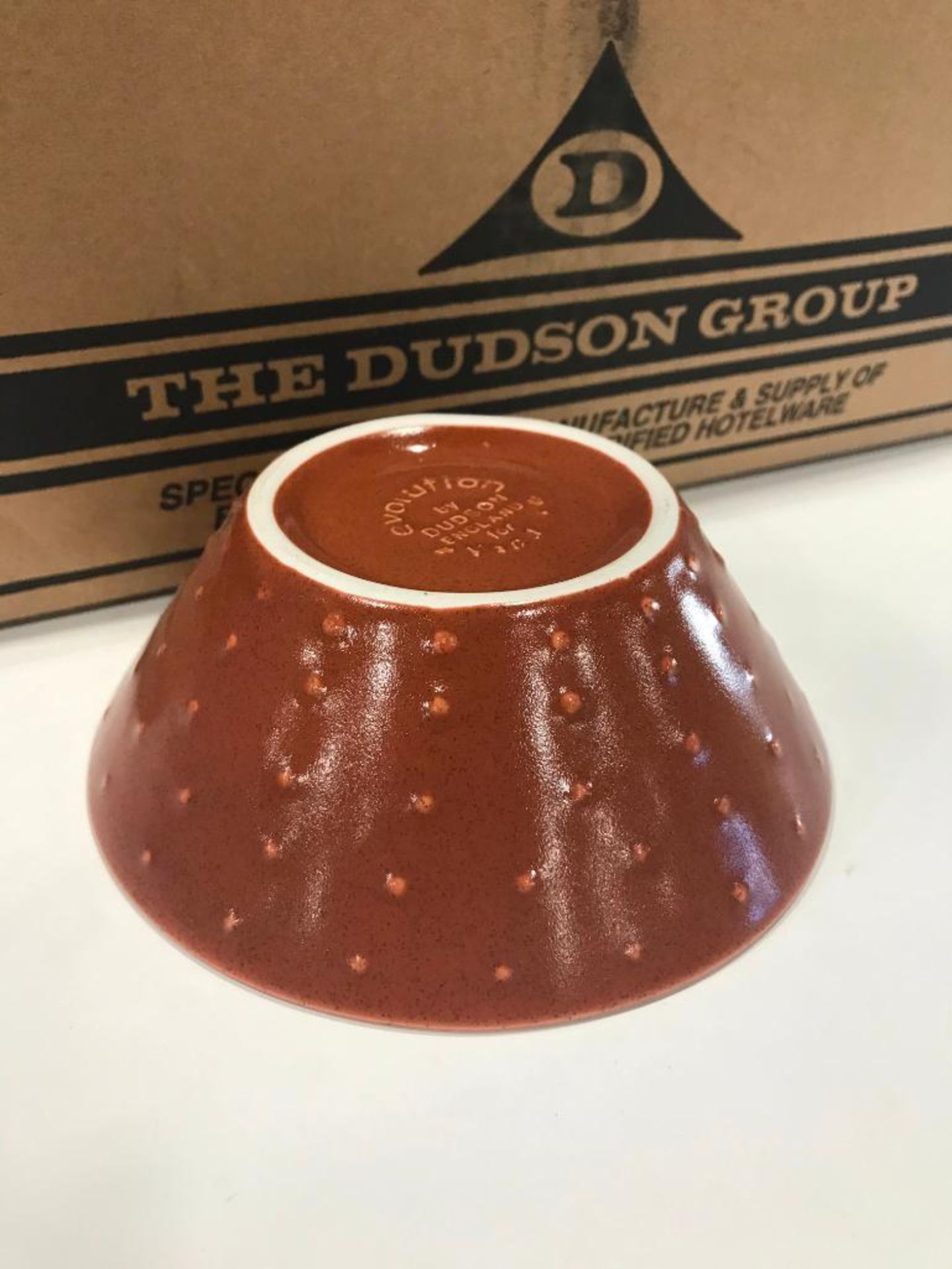 DUDSON TERRACOTTA DOT EMBOSSED 11 OZ BOWL - 36/CASE, MADE IN ENGLAND - Image 4 of 6