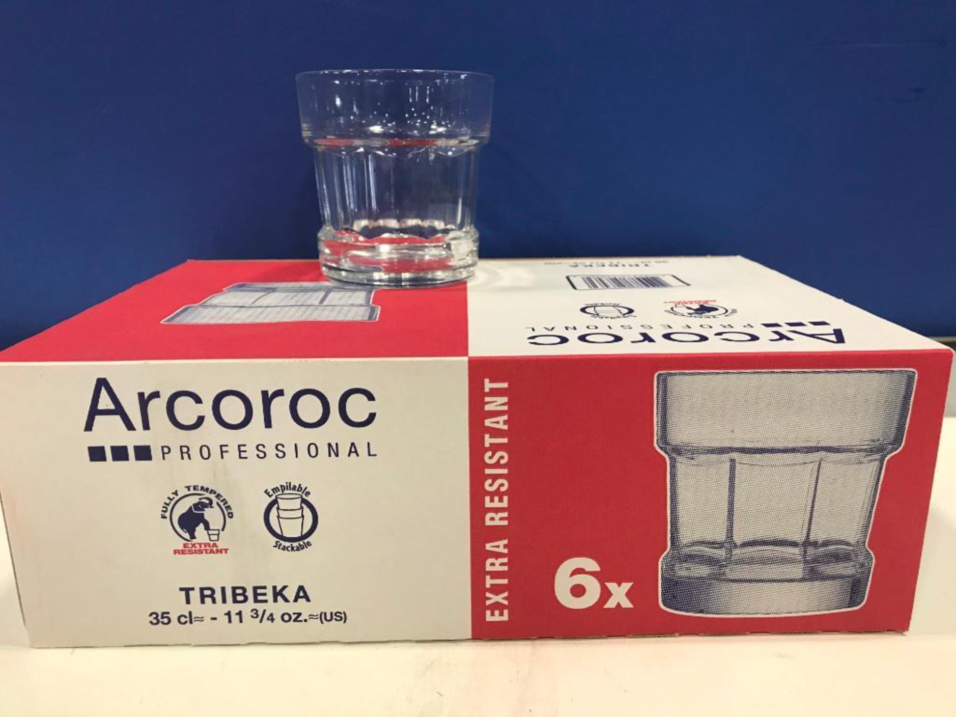 TRIBEKA 11 OZ ROCK GLASSES, ARCOROC L4253, BOX OF 6 - NEW