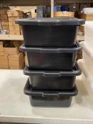 BLACK TOTE BOXES WITH LIDS - LOT OF 4