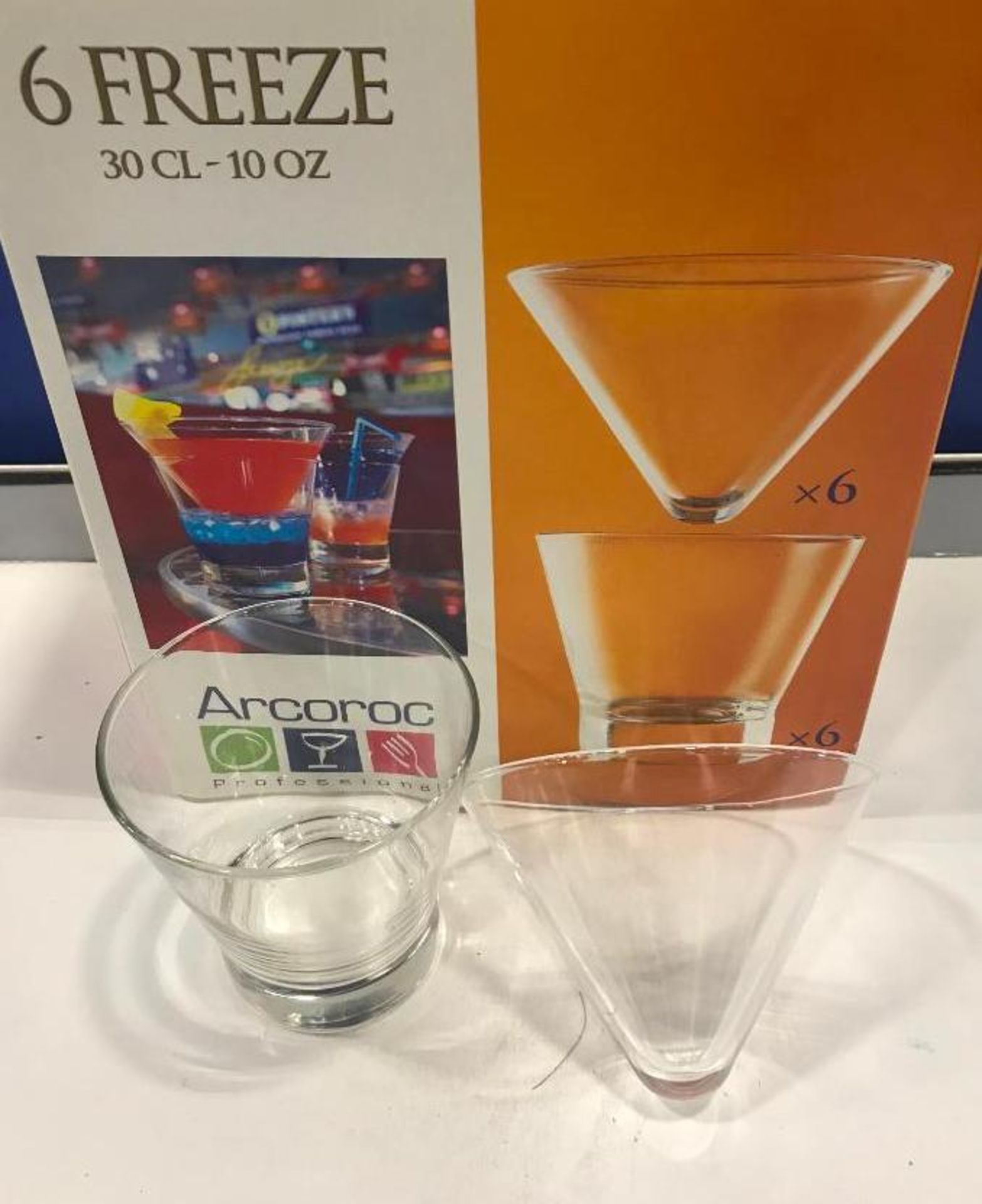 FREEZE COCKTAIL GLASSES, ARCOROC C2773 - BOX OF 6 - NEW