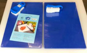 18" X 12" X 1/2" BLUE CUTTING BOARDS/BRUSHES - LOT OF 2 SETS (4PCS)