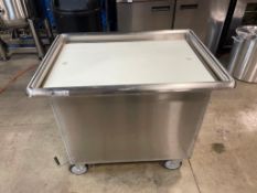JOHN BOOS CUSTOM 35" X 25" X 31" MOBILE SINK WITH CUTTING BOARD AND CASTERS