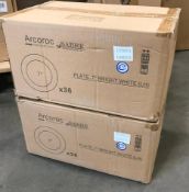 2 CASES OF 7" WHITE PORCELAIN PLATES, ARCOROC FF414 - 36 PER CASE - NEW