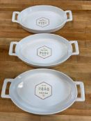 REVOL FRANCE 11" X 7.5" BAKING DISHES - LOT OF 3