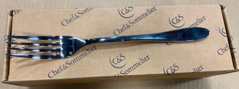 10-1/8" SERVING FORKS, 18/10 EXTRA HEAVY WEIGHT CHEF & SOMMELIER "LAZZO" T0416 - CASE OF 12