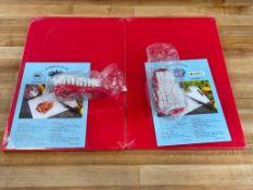 18" X 12" X 1/2" RED CUTTING BOARDS/BRUSHES - LOT OF 2 SETS (4PCS)
