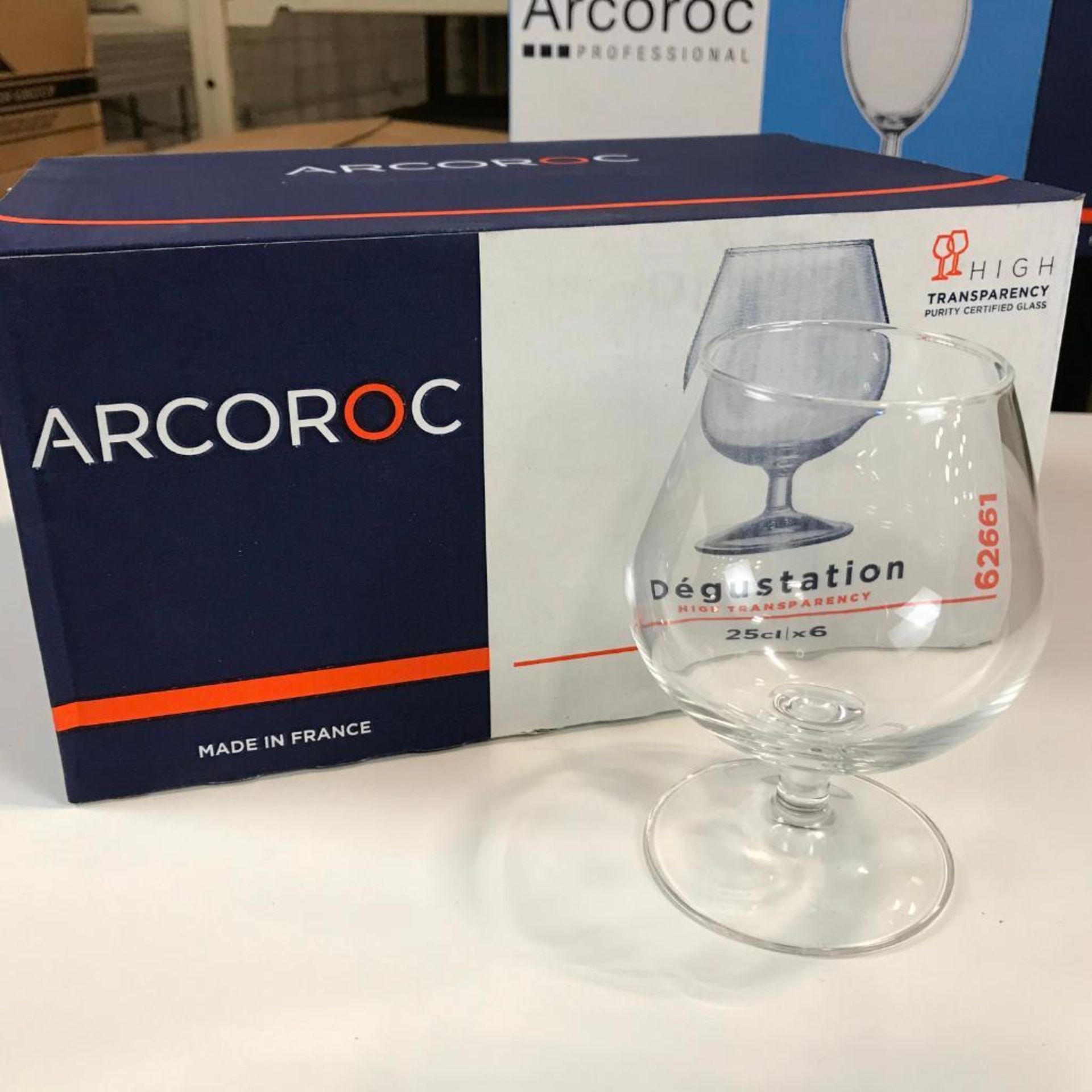 8.25 OZ BRANDY GLASSES, ARCOROC 62661 - BOX OF 6 - NEW