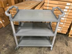 3-TIER TROLLEY CART, GREY, 19-3/4"X42-1/2"X37-7/8"H, 120-T2042 - NEW