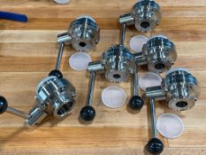 304 STAINLESS STEEL TRI-CLAMPS FOOD GRADE BUTTERFLY VALVES - LOT OF 6