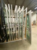 Lot of Approx. (9) Asst. Aluminum Frame and Glass Commercial Push Pull Doors