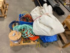 Lot of Asst. Tarps, Rope, Airline, Electrical Cords, etc.