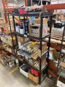 Lot of Plastic Shelving w/ Asst. Sealants, Silicone, etc.