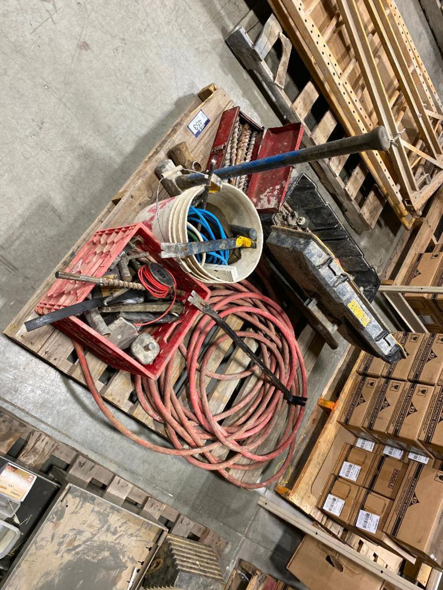 Pallet of Asst. Drill Bits, Wrenches, Pry Bar, Fall Arrest, Air Hose, etc. - Image 2 of 6
