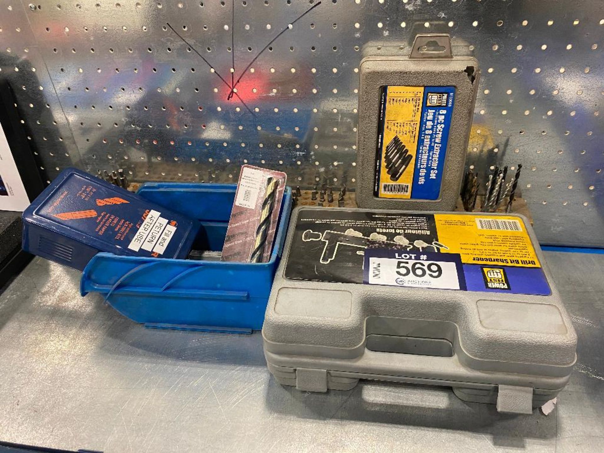 Lot of Asst. Drill Bit Sharpener, Screw Extractor Set, Drill Bits, etc.