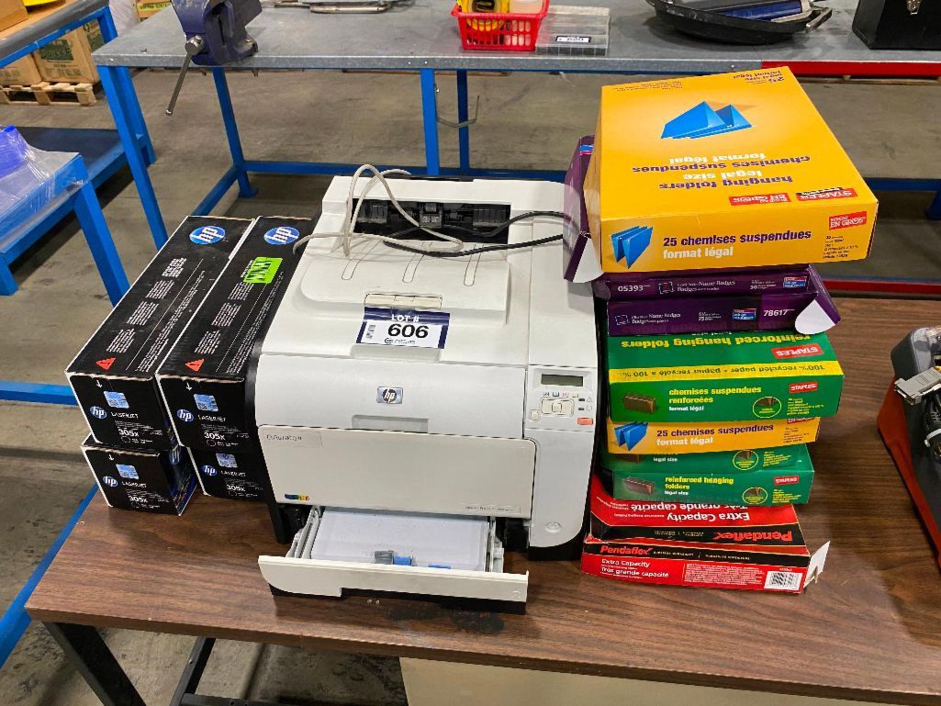 Lot of HP LaserJet Pro 400 Color Printer w/ (4) Boxes of Ink, etc.