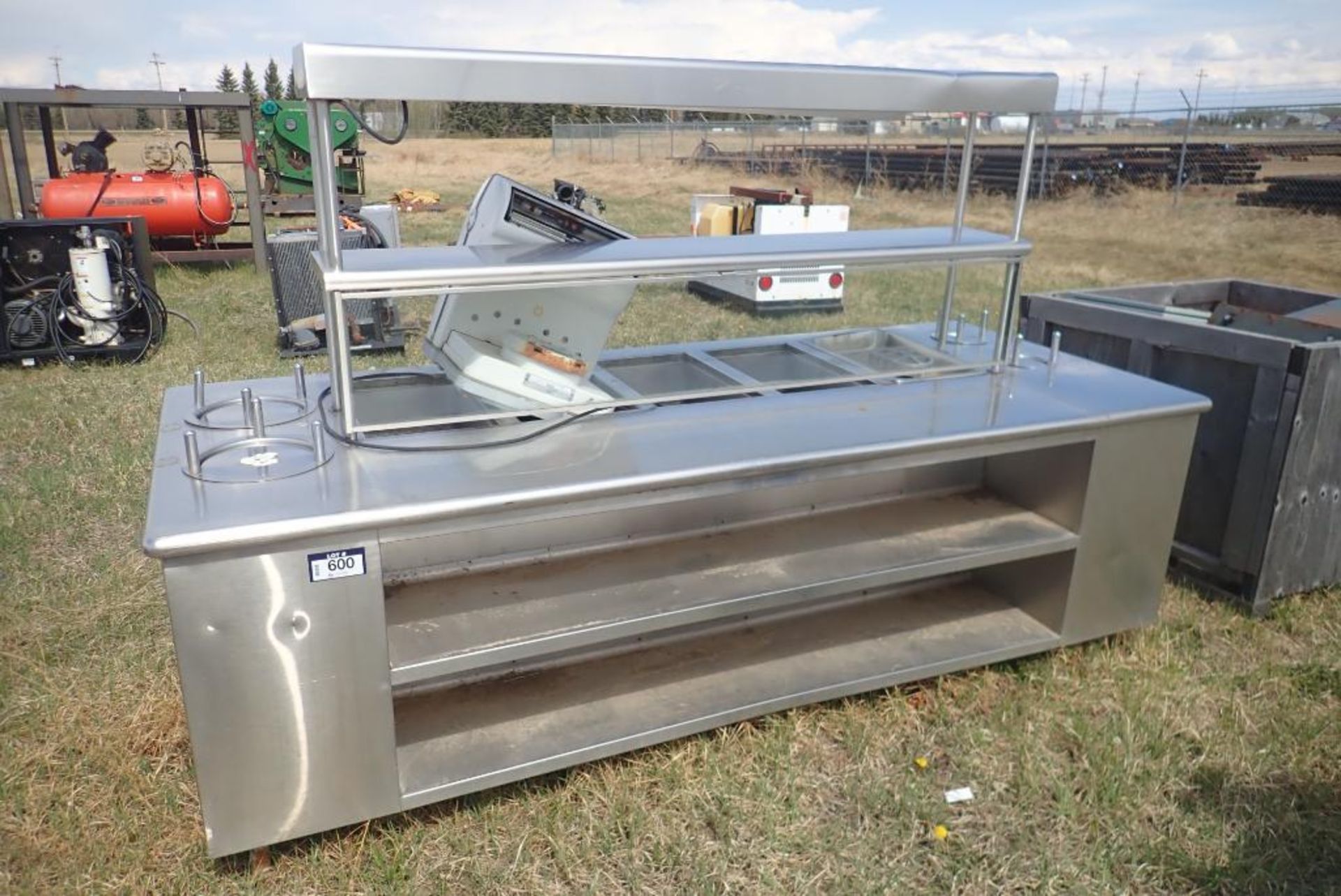 Lot of Stainless Steel 102"x42" Steam Table, Toledo Scale and Stainless Steel Hood.