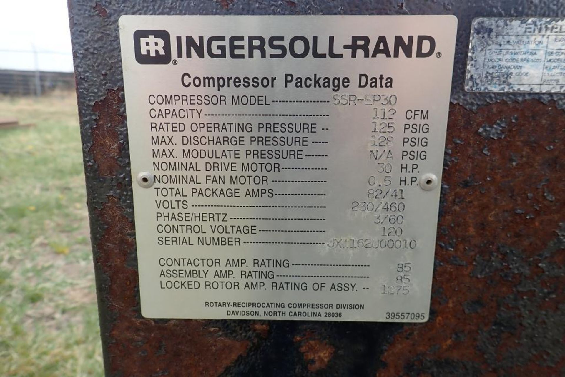 Ingersoll Rand SSREP30 120cfm 30hp Air Compressor- NOTE: CONDITION UNKNOWN. - Image 2 of 3