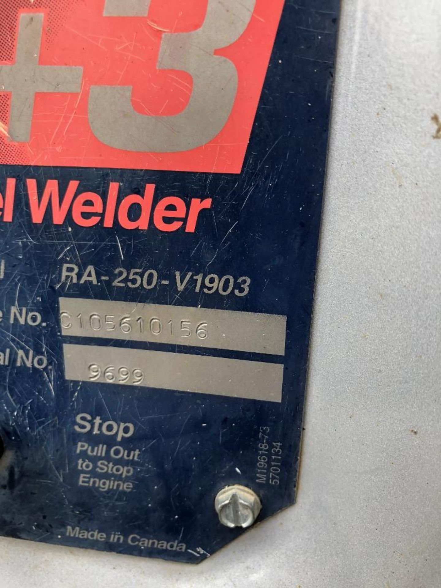 Red-D-Arc D300K 3+3 Diesel DC Welder w/ SA Trailer, Showing 5,410hrs on Welder. NVSN on Trailer. - Image 7 of 7