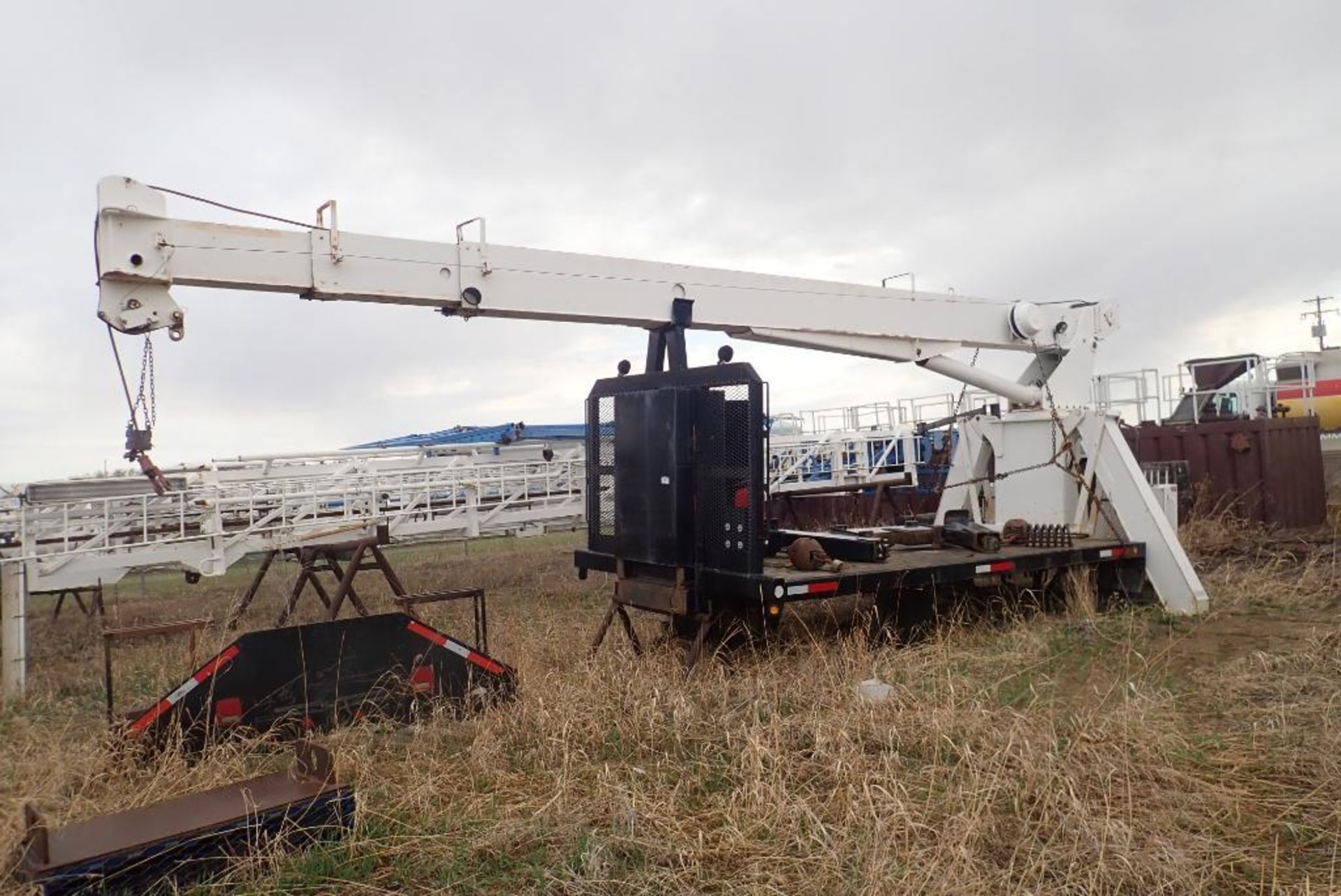 15'x8'2" Deck w/ RO TC-2863 28,800lbs Capacity Crane, Front Outriggers and 2 Ball Hooks.