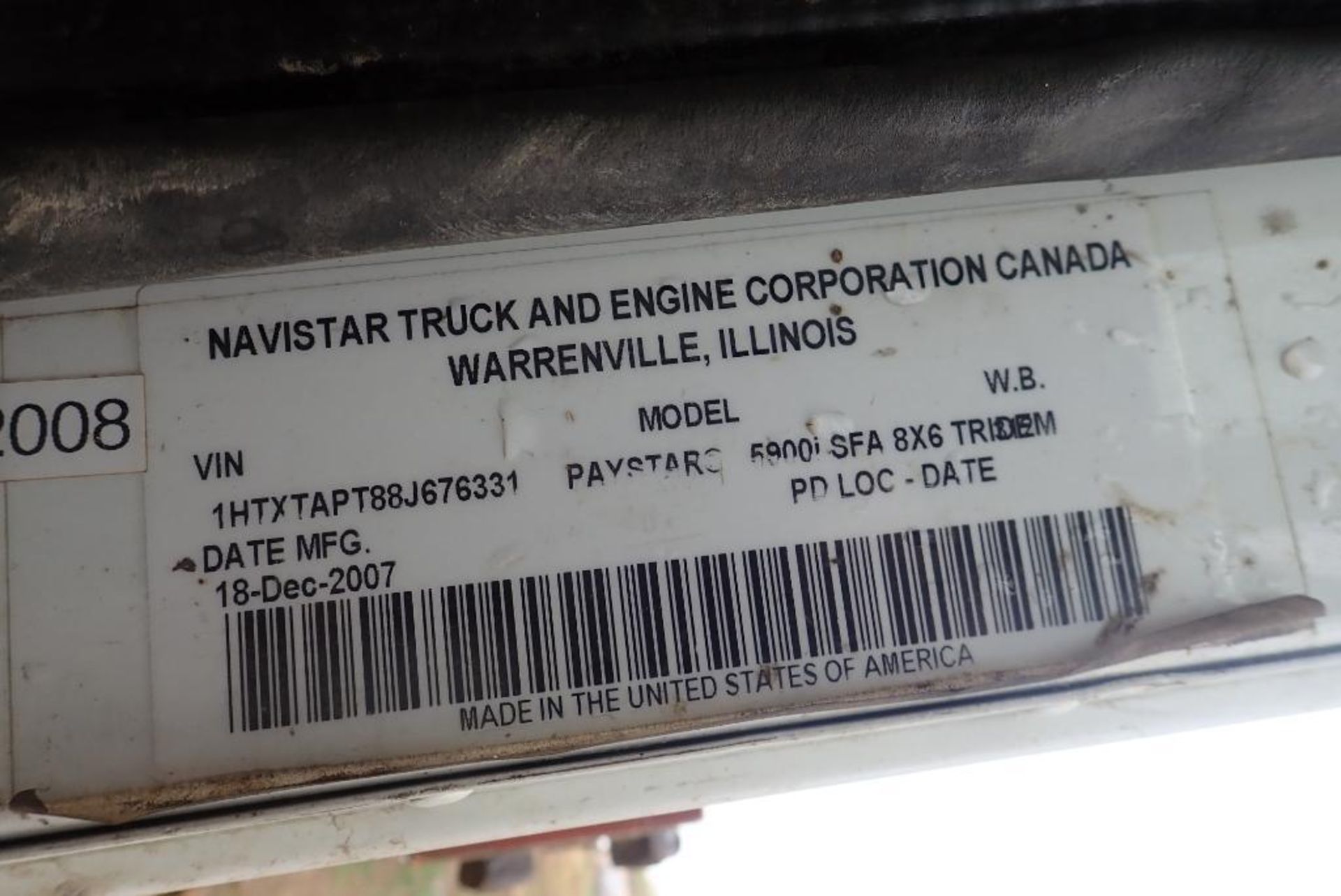 2008 International Paystar 5900 Tridem Axle Pump Truck, VIN 1HTXTAPT88J676331. - Image 10 of 10
