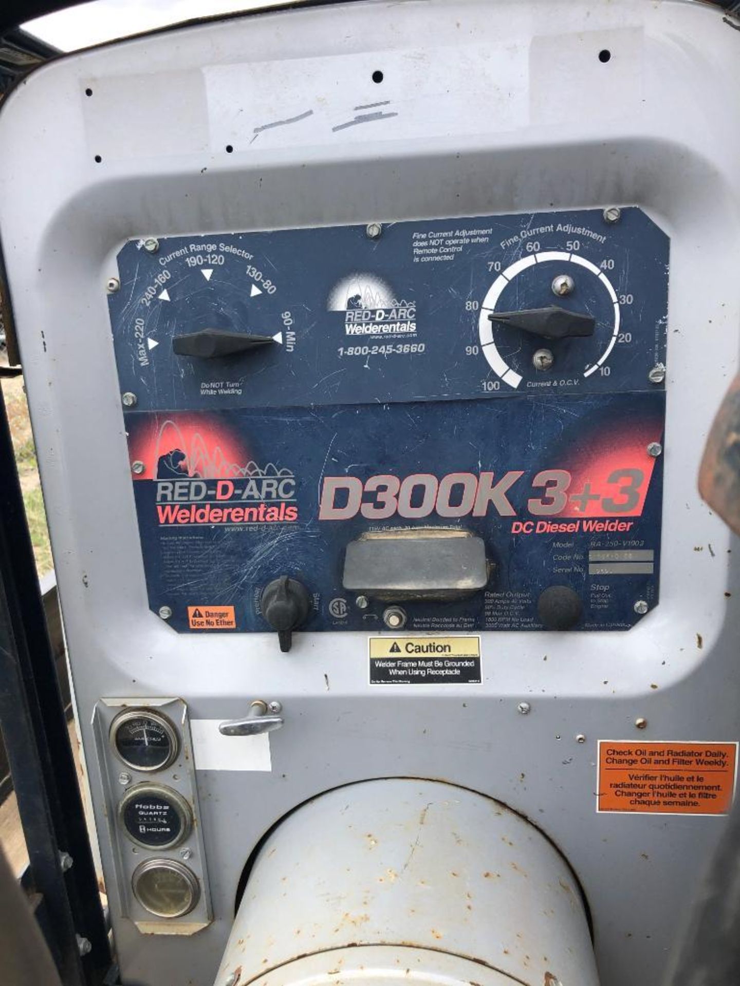 Red-D-Arc D300K 3+3 Diesel DC Welder w/ SA Trailer, Showing 5,410hrs on Welder. NVSN on Trailer. - Image 3 of 7