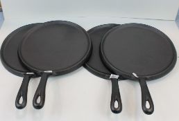 CAST IRON 10" ROUND FAJITA SKILLET, - LOT OF 4 - JOHNSON ROSE 4297 - NEW